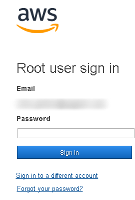 Root user sign in