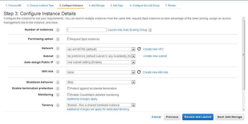 Configure instance details