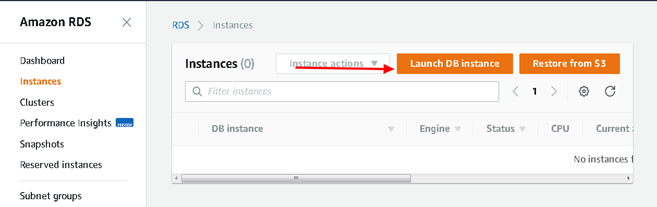 Launch DB instance