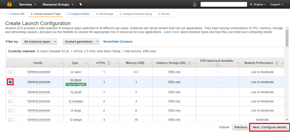 step 14 of create auto scaling in aws: configure details