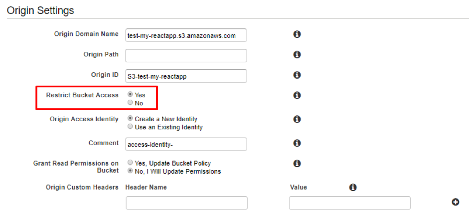 Change the setting from “No” to “Yes” on Restrict Bucket Access