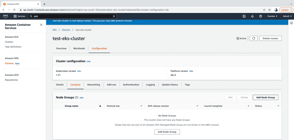 Create an EKS Managed Node Group step 1