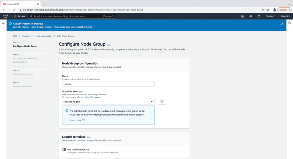 Create an EKS Managed Node Group step 2