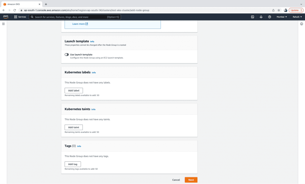 Create an EKS Managed Node Group step 3