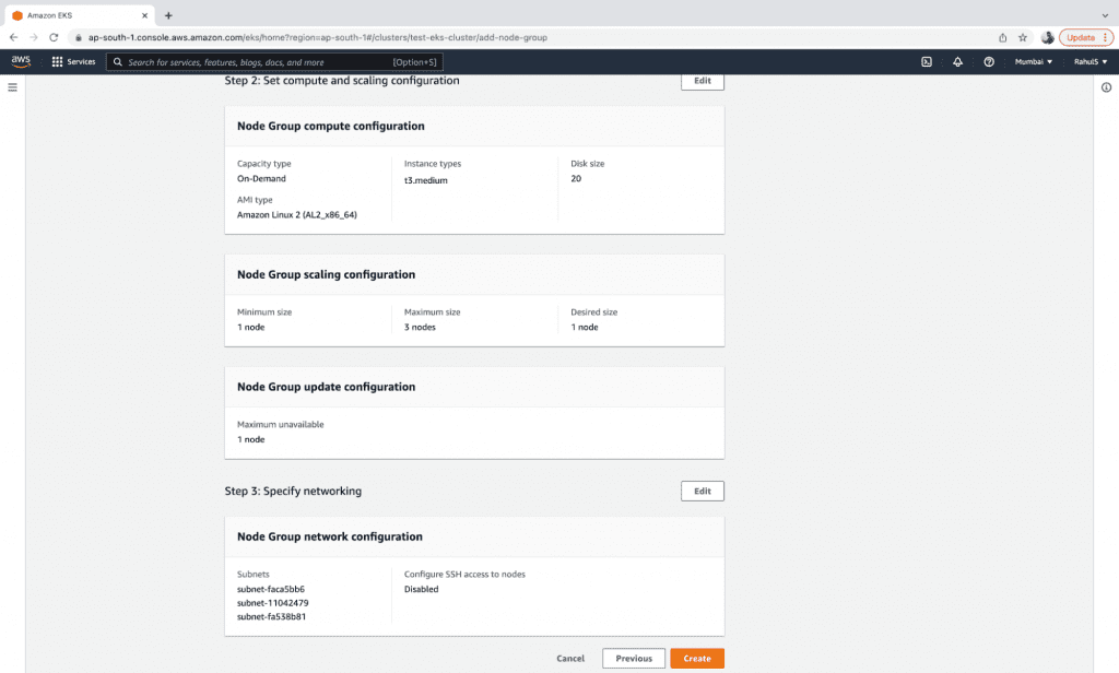 Create an EKS Managed Node Group step 6