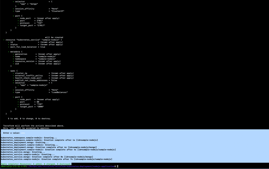 Deploy a Sample Nodejs Application on the EKS Cluster Using Terraform step 10