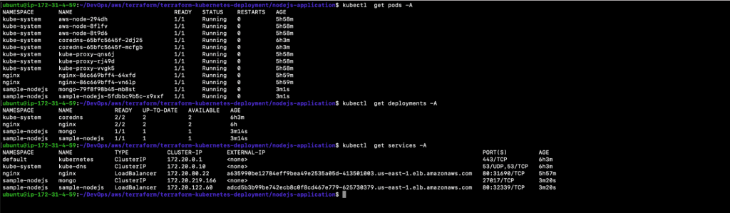 Deploy a Sample Nodejs Application on the EKS Cluster Using Terraform step 11