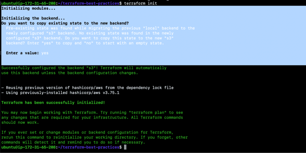 add a backend block - terraform best practices