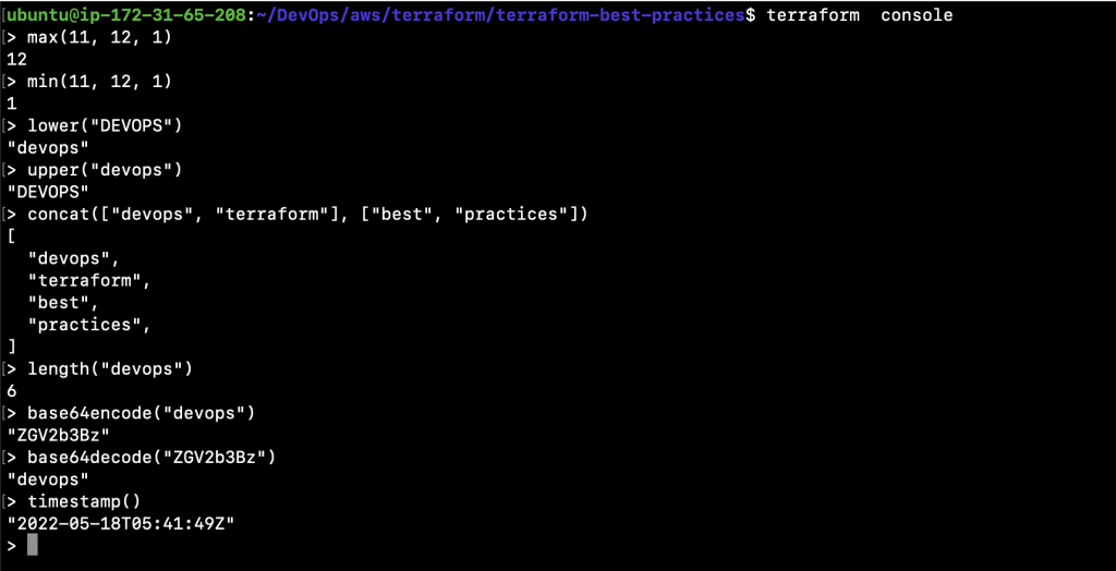 execute the terraform console command