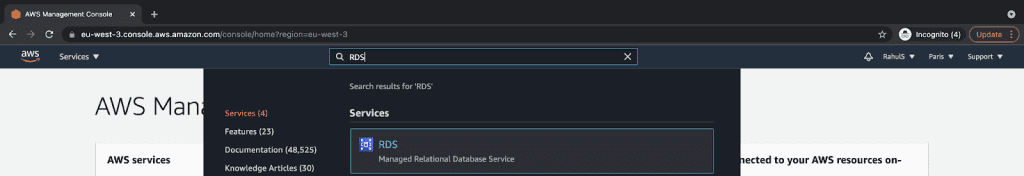 Create an RDS Aurora with MySql Instance on AWS step 1