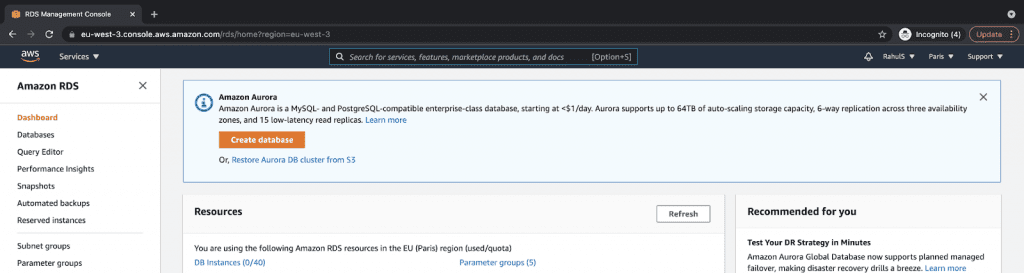 Create an RDS Aurora with MySql Instance on AWS step 2