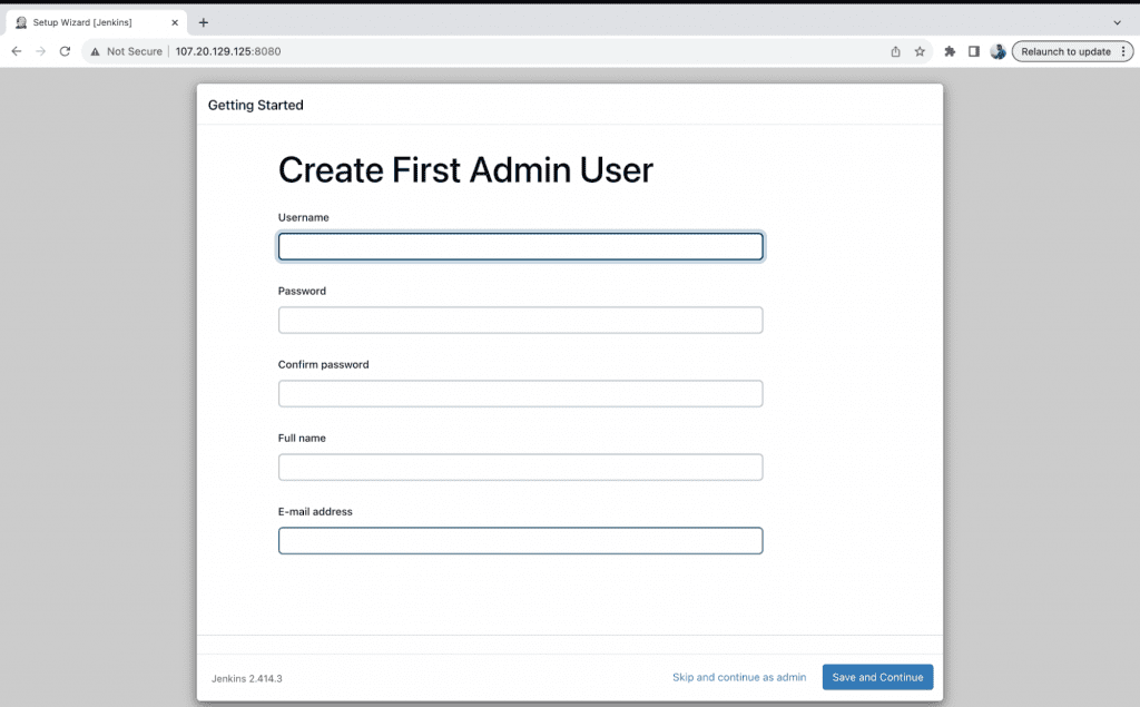 create first admin user