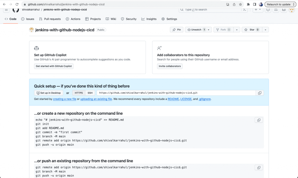  subsequent page: jenkins with github node js ci cd