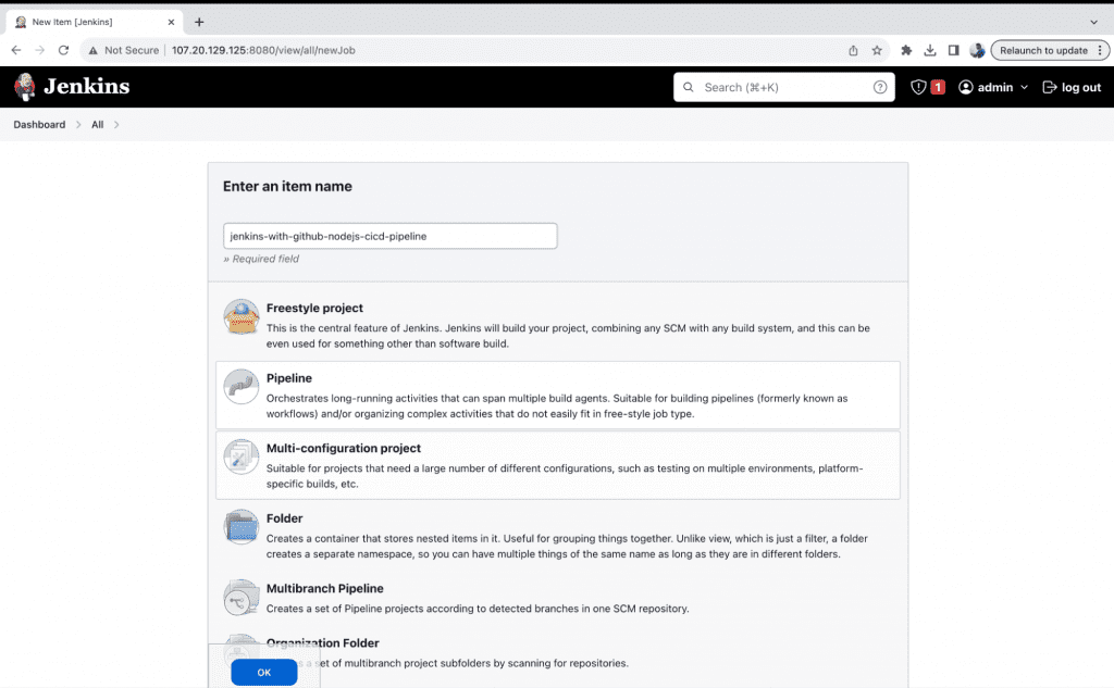 jenkins with github nodejs cicd pipeline