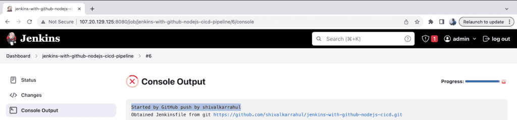 How to integrate Jenkins with GitHub: console output