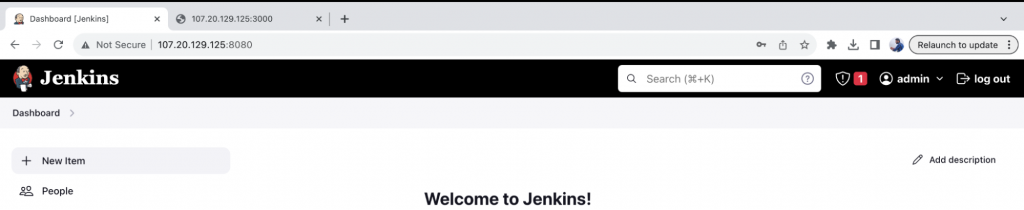 How to integrate Jenkins with GitHub: welcome to jenkins dashboard 