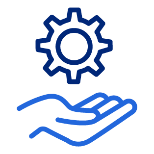 A hand holding a gear representing Managed Services