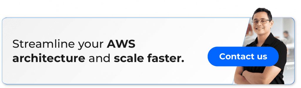 call to action with a DevOps engineer from ClickIT promoting to streamline your AWS architecture and scale faster 