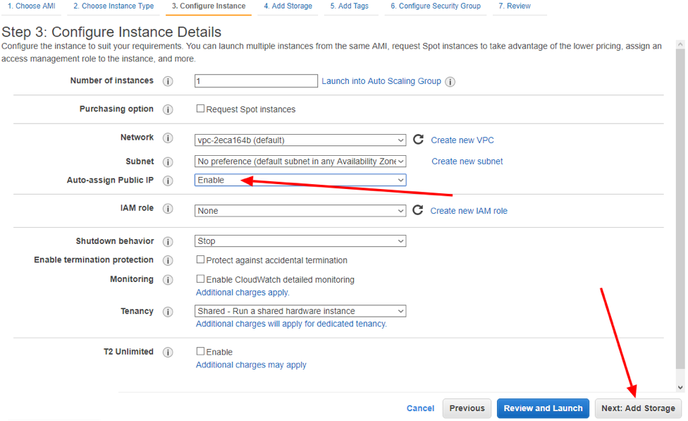 configure instance details