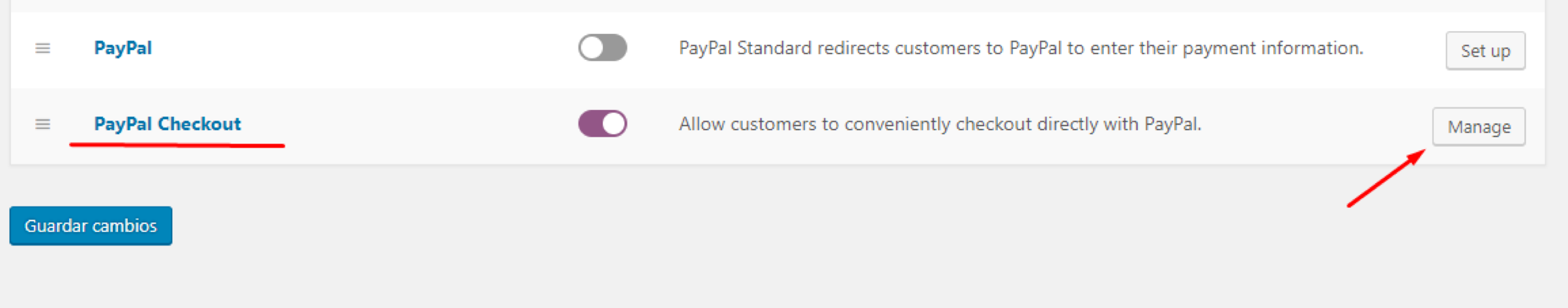 Set paypal as a secondary checkout for your store card