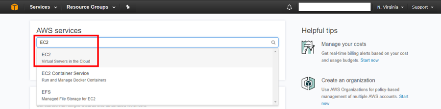 Select the EC2 service